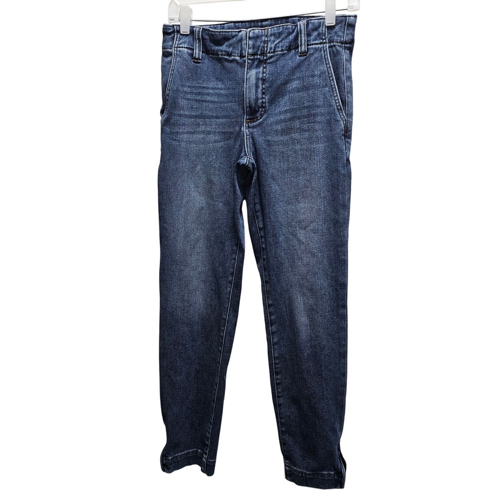 KUT from the Kloth Reese Straight Leg Ankle Zip Jeans Dark‎ Wash Denim 28x26